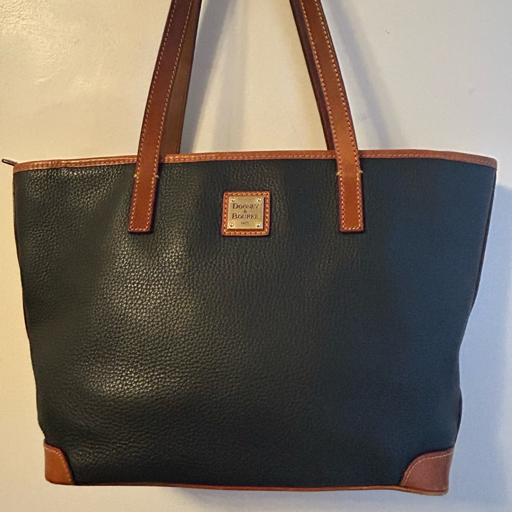 Dooney & Bourke Navy Tote Bag With Tan Accents